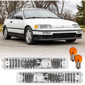 USR DEPO 90-91 CRX Corner Lights - Front Cornering Parking Turn Signal Lamp Set (Left + Right) Compatible with 1990-1991 Honda CR-X DX HF Si (All Clear Lens)