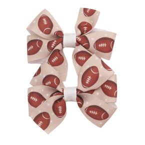 Football Hair Bow Clip Girls Sport Soccer Bow Hair Clip Infant Toddler Football Hair Bow Hair Accessories ZFJ48 (Rugby B)