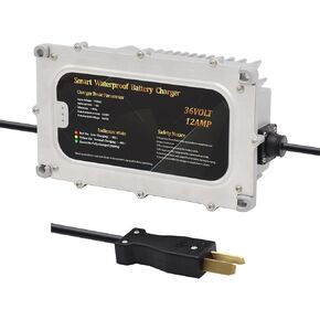 Generic 36 Volt 12 AMP Waterproof Golf Cart Battery Charger for 36 Volt Club CarYamaha with Crowsfoot Style Connector Crows Foot Plug Waterproof IP68