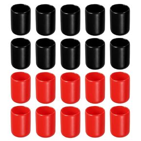 20 Pack Screw Thread Protector Cover Rubber End Caps, [for Screw, Bolt, Rod End Cap] - 1/2"(13mm) Inner Dia/Black,Red