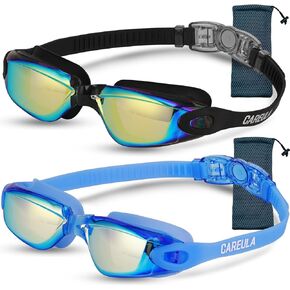 2 Pack Kids Swim Goggles, Swimming Goggles for Kids Anti-Fog UV Protection Kids Goggles Child Boys Girls 6-14