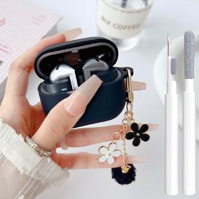 Cute Pink Case for Samsung Galaxy Buds 3/3 Pro/3 FE Cover for Girl Women with Pom pom Flower Keychain & Cleaner Pen, Soft Silicone Galaxy Bud Pro 3/Buds3/Bud 3 FE Protective Cover Skin in Kuwait