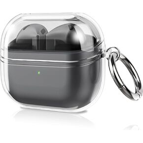 Fintie Clear Case for New Samsung Galaxy Buds 3 & Galaxy Buds 3 Pro (2024), Anti-Lost Shockproof Earbuds Protective Cover with Keychain Carabiner Support Wireless Charging, Crystal Clear