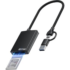 JJC CFexpress Type A Card Reader with USB 3.2(Gen 2) 10Gbps, USB C/USB A 2-in-1 Type B CFexpress Adapter, Compatible with Wins/Mac OS/Linux/Android (Only for CFexpress Type A Card)