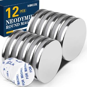 MIKEDE 20x2mm Neodymium Magnets, Small Strong Magnets with Adhesive Backing, Black Round Fridge Magnets Strong Magnets Heavy Duty, Rare Earth Magnets for Whiteboard, Office, DIY, Craft Magnets 6 PCS