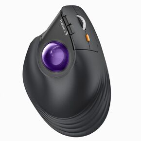 ProtoArc Vertical Wireless Trackball Mouse, EM05 NL Bluetooth Ergonomic Rollerball Mouse Rechargeable Computer Laptop Thumb Mouse, 3 Device Connection, Compatible with iPad, Mac, Windows, PC-Purple