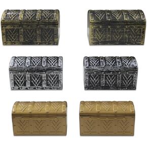 6Pcs Mini Pirate Treasure Chests for Kids - Vintage Plastics Treasure Box Small Size for Kids Birthday Party Favors Treasure Hunting Activity Toys Storing