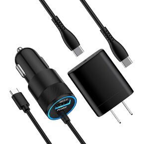 USB C Fast Phone Charger for Samsung Galaxy Z Fold Flip 6 5 4 3, S24 S23 S22 S21 S20+ S10e Ultra FE Plus 5G, Accessories Wall Charger with Car Adapter with 3ft/6ft Cable