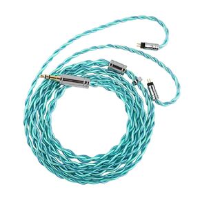 Linsoul Tripowin Aurora IEM Cable, 4 Core OCC and Silver-Plated OCC Earphone Cable, HiFi Replacement Cable for Wired Earbuds, Aquamarine (2Pin, 3.5mm)
