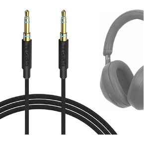 Geekria Audio Cloth Braided Cable Compatible with Sony WH-1000XM5 WH-1000XM4 WH-XB920N WH-XB900N WH-CH720N INZONE H5 Headphones Cable, 1/8" (3.5mm) to 3.5mm Replacement Stereo Cord (4 ft/1.2 m)