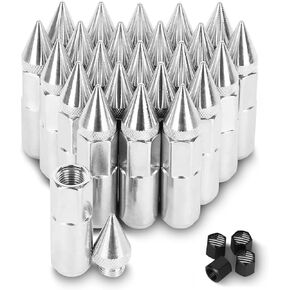 YeshineAuto M14x1.5 Steel Spikes Lug Nut 24 PCS Wheel Rims Spiked Lug Nuts Spikes Extended Tuner Lug Nuts (Black)