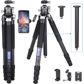 ARTCISE Compact Travel Camera Tripod Special-Shaped Center Column Carbon Fiber Tripod with 46mm Low Profile Ball Head, Professional Portable Camera Heavy Duty Tripod,1.26in/32mm Tube,Max Load 55lbs