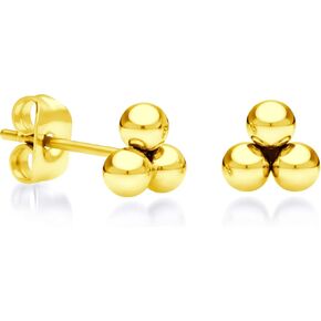 555Jewelry أقراط دلتا ثلاثية من الفولاذ المقاوم للصدأ بثلاث نقاط للنساء والفتيات in Kuwait