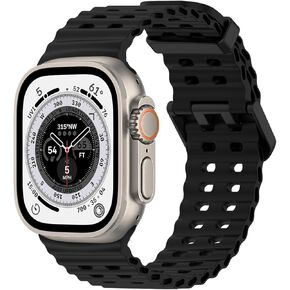 Ocean Band متوافق مع Apple Watch Ultra 2/1 Ocean Band 49mm 46mm 45mm 44mm 42mm، سوار رياضي من السيليكون المقاوم للماء لساعة Apple Ultra 2/1 Series 10 9 8 7 6 5 4 3 SE