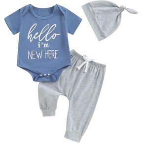ZyHwShine Fall Baby Boy Clothes Baby Boy Coming Home Outfit Newborn Outfits Mamas Boy Long Sleeve Romper Top+Pants+Hat