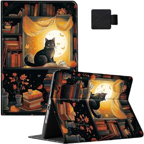 RYUITHDJP for Kindle Scribe Case 10.2 Inch 2023/2022 with Bookshelf Night Design for Kindle Scribe 10.2 Case Adjustable Viewing Angle Lightweight Leather Cover + Pen Loop Holder