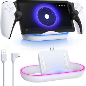 Charging Dock Station for Playstation Portal, Charger Stand for Ps Portal with RGB Light and USB C Charging Cable, Handheld Stand Holder for Playstation Portal