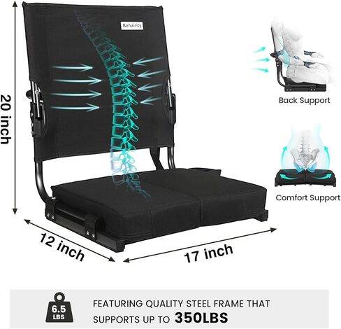 مقاعد استاد مع دعم للظهر، كراسي تبييض محمولة بظهر مرتفع ووسادة سميكة، كرسي مقعد قابل للطي للمدرجات، كرسي استاد مبطن للبالغين في الأحداث الرياضية والحفلات الموسيقية in Kuwait