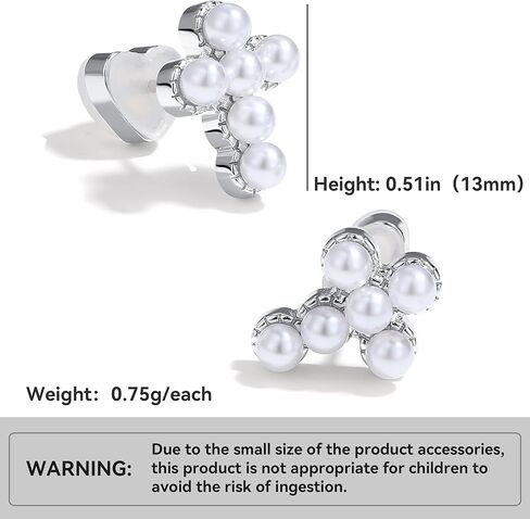 PANSTAR Gold Plated Cross Earrings for Women, 18K Gold Vermeil Hoop Earrings, Dainty Pearl Jewelry Gift Idea, Charm Pendant Earrings for Girl and Ladies in Kuwait