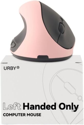 Urby ماوس اليد اليسرى لاسلكي، مريح، عمودي. أيضًا بمثابة ماوس ألعاب يستخدم اليد اليسرى. متوافق مع نظام التشغيل Windows/macOS والكمبيوتر المحمول والكمبيوتر الشخصي. [النوع C وUSB] [البطارية متضمنة، ترقية 2024] وردي in Kuwait