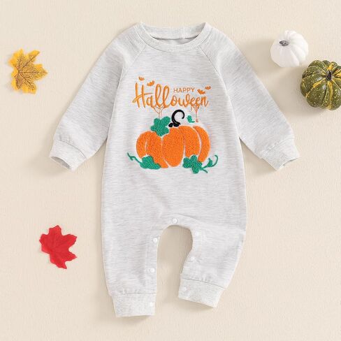 FIOMVA Baby Boy Girl Halloween Outfit Newborn Boo Pumpkin Romper Infant Long Sleeve Jumpsuit Western Fall Winter Clothes in Saudi Arabia