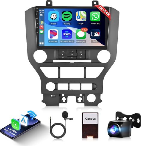 Android Car Stereo for Ford Mustang 2015-2020,Wireless Carplay Android Auto Car Radio,2G+64G 9’’ Touch Screen Head Unit with GPS Navigation WiFi Bluetooth Mirror Link FM RDS AHD Backup Camera Mic in Saudi Arabia