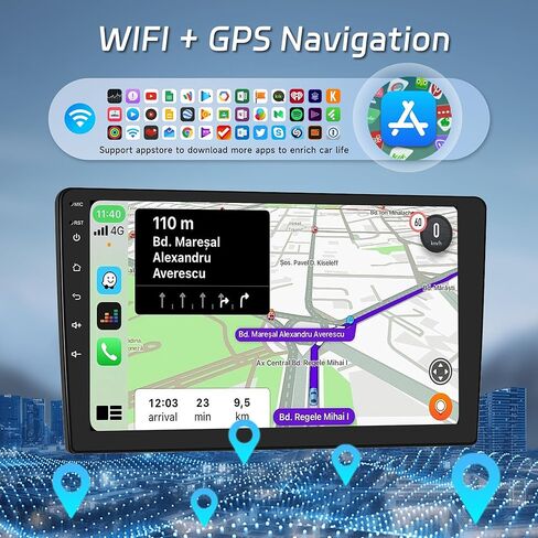 Android Car Stereo for Ford Mustang 2015-2020,Wireless Carplay Android Auto Car Radio,2G+64G 9’’ Touch Screen Head Unit with GPS Navigation WiFi Bluetooth Mirror Link FM RDS AHD Backup Camera Mic in Saudi Arabia