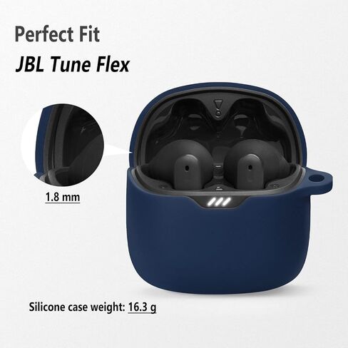 Geiomoo Silicone Case for JBL Tune Flex, Protective Cover with Carabiner (Black) in Saudi Arabia
