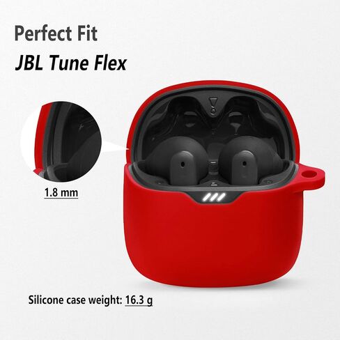 Geiomoo Silicone Case for JBL Tune Flex, Protective Cover with Carabiner (Black) in Saudi Arabia