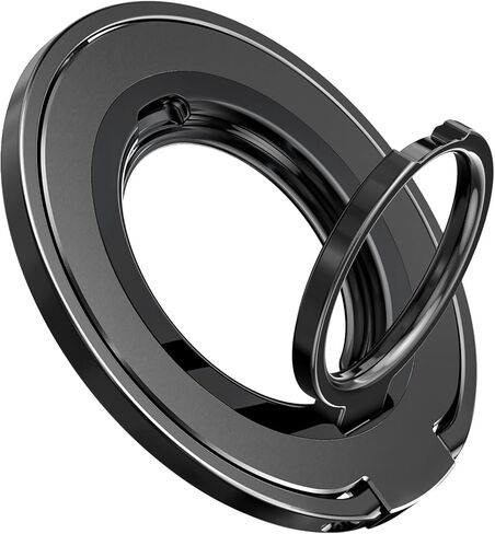 EWA MagOne Ultra (Ring Edition) Phone Grip Stand with Replaceable Metal Finger Ring, Removable Magnetic Ring Holder Kickstand Loop, Double-Sided Magnetic Accessories for Phone-Black in Saudi Arabia