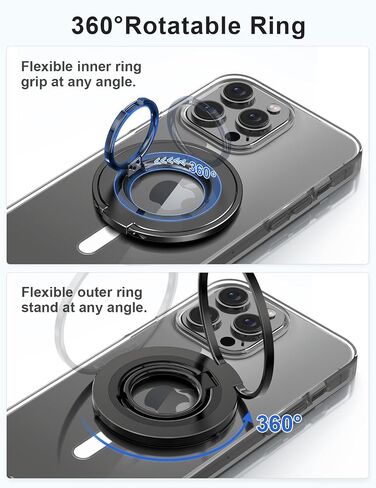 EWA MagOne Ultra (Ring Edition) Phone Grip Stand with Replaceable Metal Finger Ring, Removable Magnetic Ring Holder Kickstand Loop, Double-Sided Magnetic Accessories for Phone-Black in Saudi Arabia