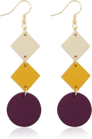 أقراط متدلية ملونة من كينيفا للنساء، أقراط جلدية خفيفة الوزن للنساء والفتيات، هدايا للنساء والفتيات in Kuwait