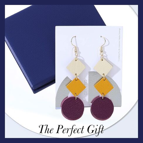 أقراط متدلية ملونة من كينيفا للنساء، أقراط جلدية خفيفة الوزن للنساء والفتيات، هدايا للنساء والفتيات in Kuwait