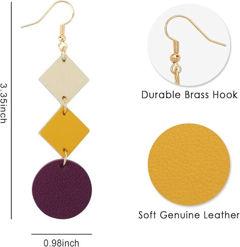 أقراط متدلية ملونة من كينيفا للنساء، أقراط جلدية خفيفة الوزن للنساء والفتيات، هدايا للنساء والفتيات in Kuwait