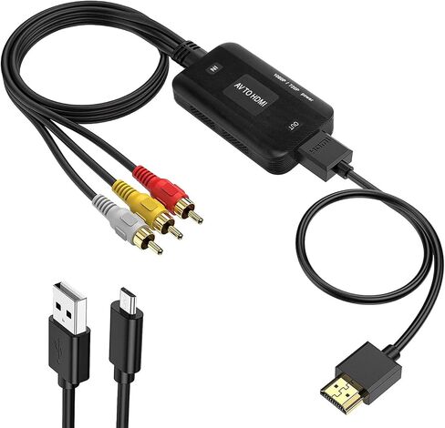 محول RCA إلى HDMI، محول AV إلى HDMI، محول فيديو صوتي مركب RCA إلى HDMI لأجهزة PS1، PS2، PS3، STB، Xbox، VHS، VCR، ومشغلات DVD ذات الأشعة السوداء (يتضمن كابل HDMI) in Saudi Arabia