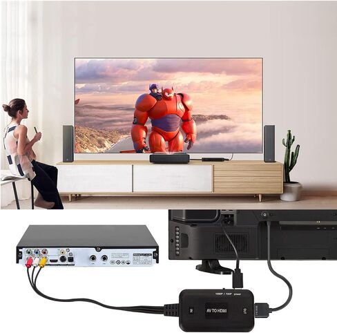 محول RCA إلى HDMI، محول AV إلى HDMI، محول فيديو صوتي مركب RCA إلى HDMI لأجهزة PS1، PS2، PS3، STB، Xbox، VHS، VCR، ومشغلات DVD ذات الأشعة السوداء (يتضمن كابل HDMI) in Saudi Arabia