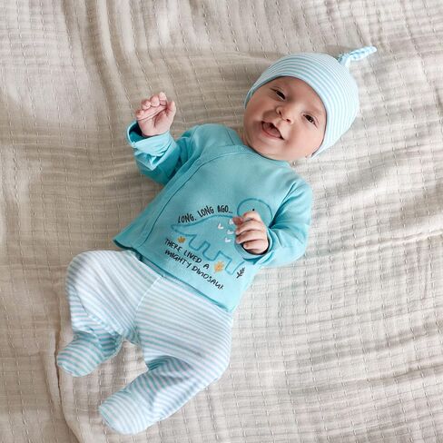 Gerber unisex-baby Newborn Hospital Outfit Shirt, Footed Pant and CapPants Set in Saudi Arabia
