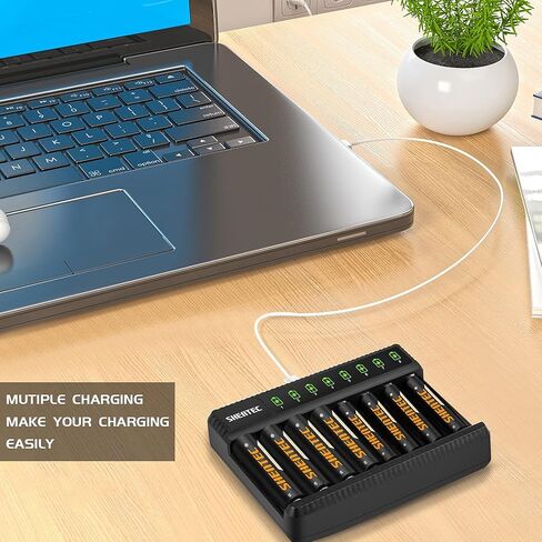 شاحن بطارية Shentec AA وAAA قابل لإعادة الشحن مع 8 بطاريات AAA NiMH قابلة للشحن in Kuwait