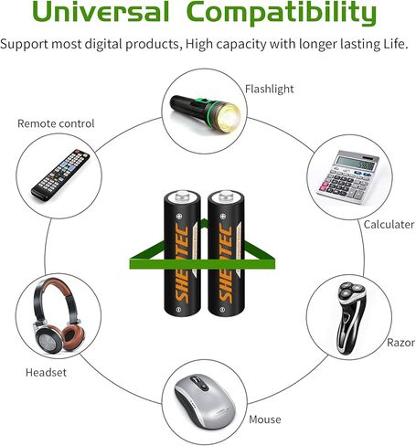 شاحن بطارية Shentec AA وAAA قابل لإعادة الشحن مع 8 بطاريات AAA NiMH قابلة للشحن in Kuwait