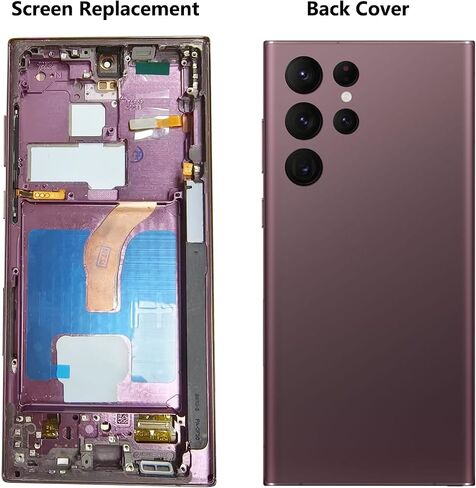 Screen Replacement for Samsung Galaxy S22 Ultra 5G S908E S908E/DS S908U S908W S908B/DS 6.8 Inch with Frame and Back Cover Display Touch Digitizer Assembly (Burgundy) in Saudi Arabia