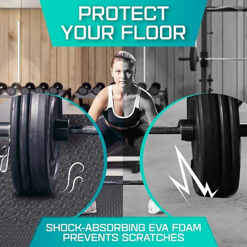 Yes4All Interlocking Exercise Mat - Black - 6pc + Resistance Loop Bands in Saudi Arabia