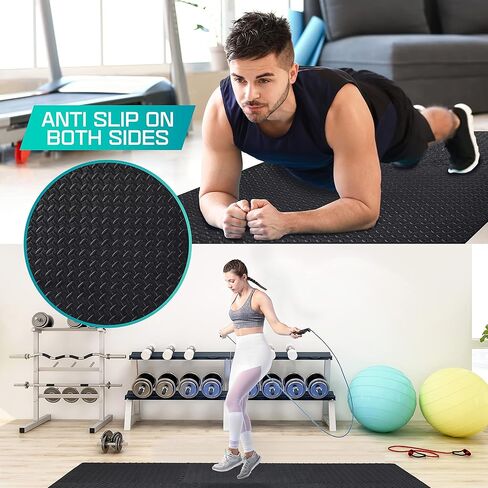 Yes4All Interlocking Exercise Mat - Black - 6pc + Resistance Loop Bands in Saudi Arabia