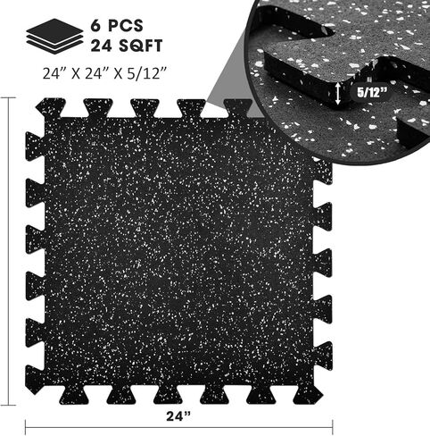 بساط التمرين المتشابك Yes4All - أسود - 6 قطع + أربطة مقاومة in Kuwait