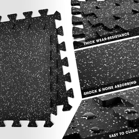 بساط التمرين المتشابك Yes4All - أسود - 6 قطع + أربطة مقاومة in Kuwait