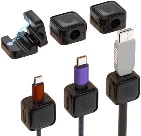 Zero Technologies 6 Pack Magnetic Cord Organizer, Magnetism Desktop Mobile Phone Accessories Magnetic Cable Clips Cord Organizer (Black) in Saudi Arabia