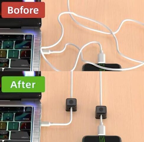 Zero Technologies 6 Pack Magnetic Cord Organizer, Magnetism Desktop Mobile Phone Accessories Magnetic Cable Clips Cord Organizer (Black) in Saudi Arabia