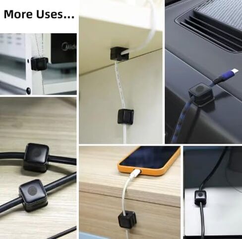 Zero Technologies 6 Pack Magnetic Cord Organizer, Magnetism Desktop Mobile Phone Accessories Magnetic Cable Clips Cord Organizer (Black) in Saudi Arabia