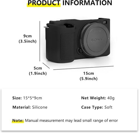 حافظة كاميرا لهاتف Sony ZVE10، حافظة كاميرا Sony ZVE10 خفيفة الوزن، غطاء حماية من السيليكون الناعم لكاميرا Canon Sony ZVE10 Vlogging - أسود in Saudi Arabia