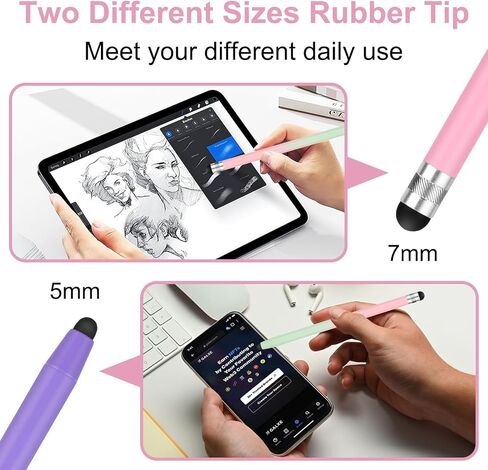 أقلام لمس لشاشات اللمس، 5 أقلام ستايلس عالية الحساسية وقلم سعوي دقيق لأجهزة iPhone/iPad/الكمبيوتر اللوحي/الهواتف الذكية، متوافقة مع جميع شاشات اللمس in Kuwait