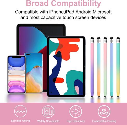 أقلام لمس لشاشات اللمس، 5 أقلام ستايلس عالية الحساسية وقلم سعوي دقيق لأجهزة iPhone/iPad/الكمبيوتر اللوحي/الهواتف الذكية، متوافقة مع جميع شاشات اللمس in Kuwait